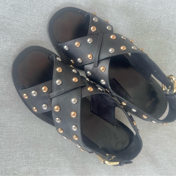 Maje Leather Studded Accents Slingback Sandals Size US7.5 / EU38 - Picture 2 of 7
